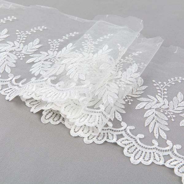 Кружево на сетке 190 мм / 10 м, слоновая кость, Gamma GKM-1902