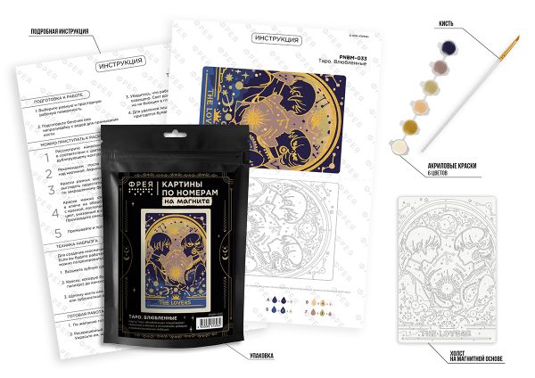 Картина по номерам Фрея PNBM-033, Таро. Влюбленные, (на магните) 10х15 см