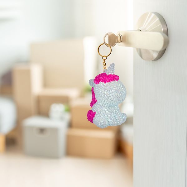 Кристальная (алмазная) мозаика Фрея ALVF-007, брелок, Голубая единорожка, 5х8 см