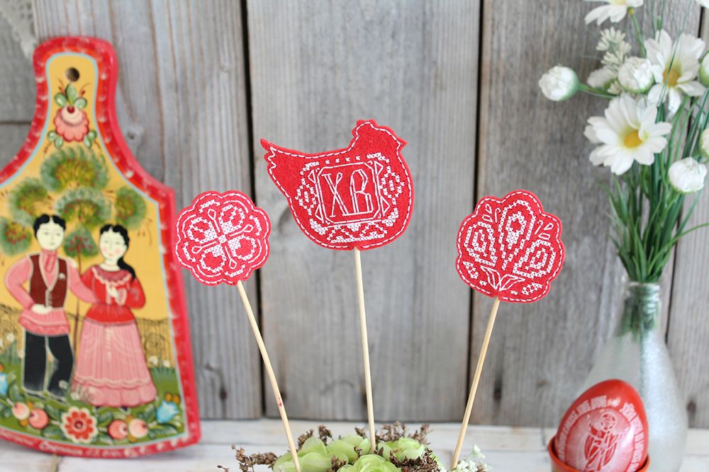 Набор для вышивания нитками МП Студия (Жар-птица), Пасхальные топперы, 7х7 см