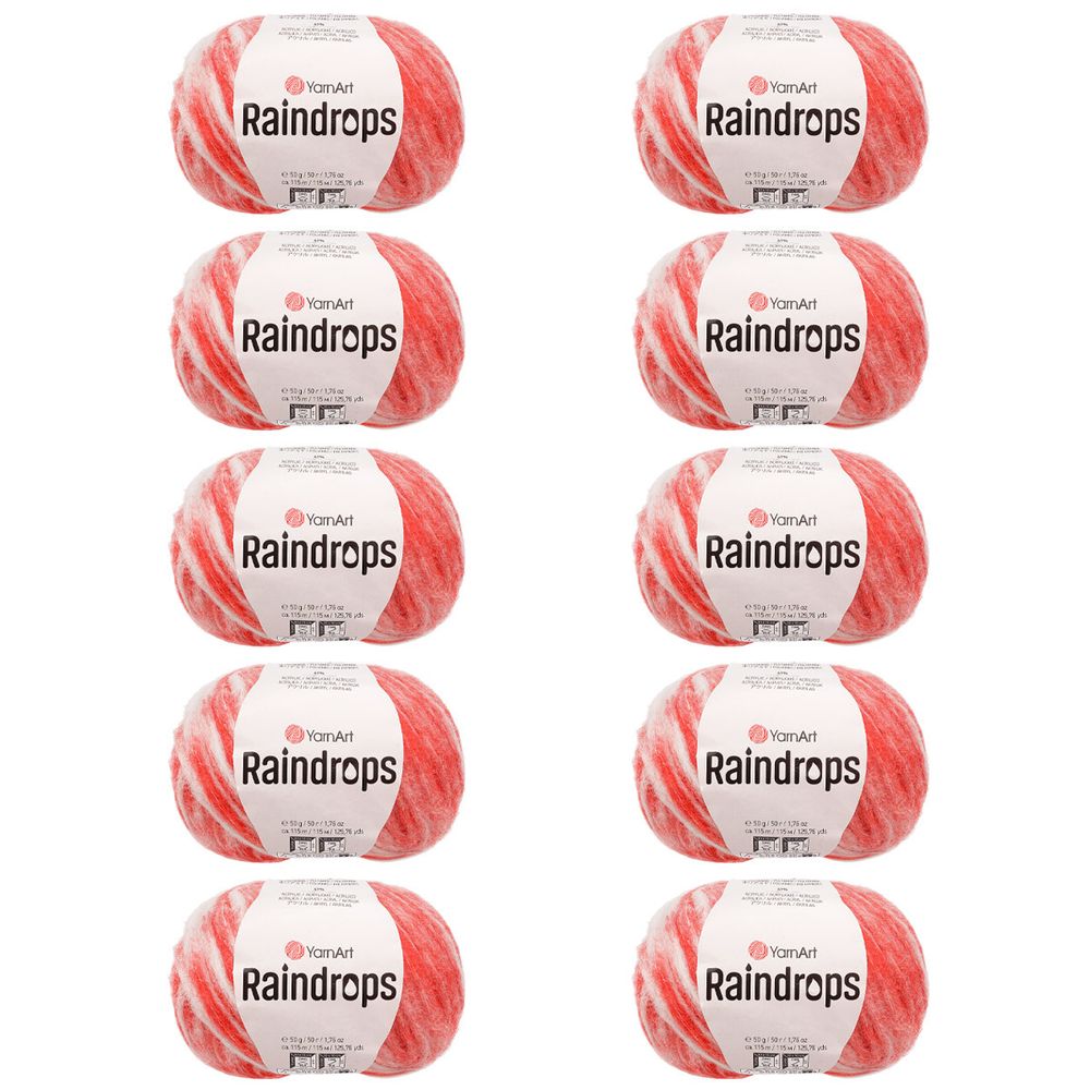 Пряжа YarnArt (ЯрнАрт) Raindrops / уп.10 мот. по 50 г, 115 м, 2908 красный меланж