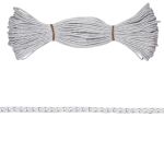 Шнур отделочный ⌀2.0 мм / 30 метров, с метанитом, белый/серебро