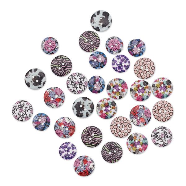 Украшения декоративные пуговицы деревянные Орнаменты №7, 15-18 мм, 100 шт