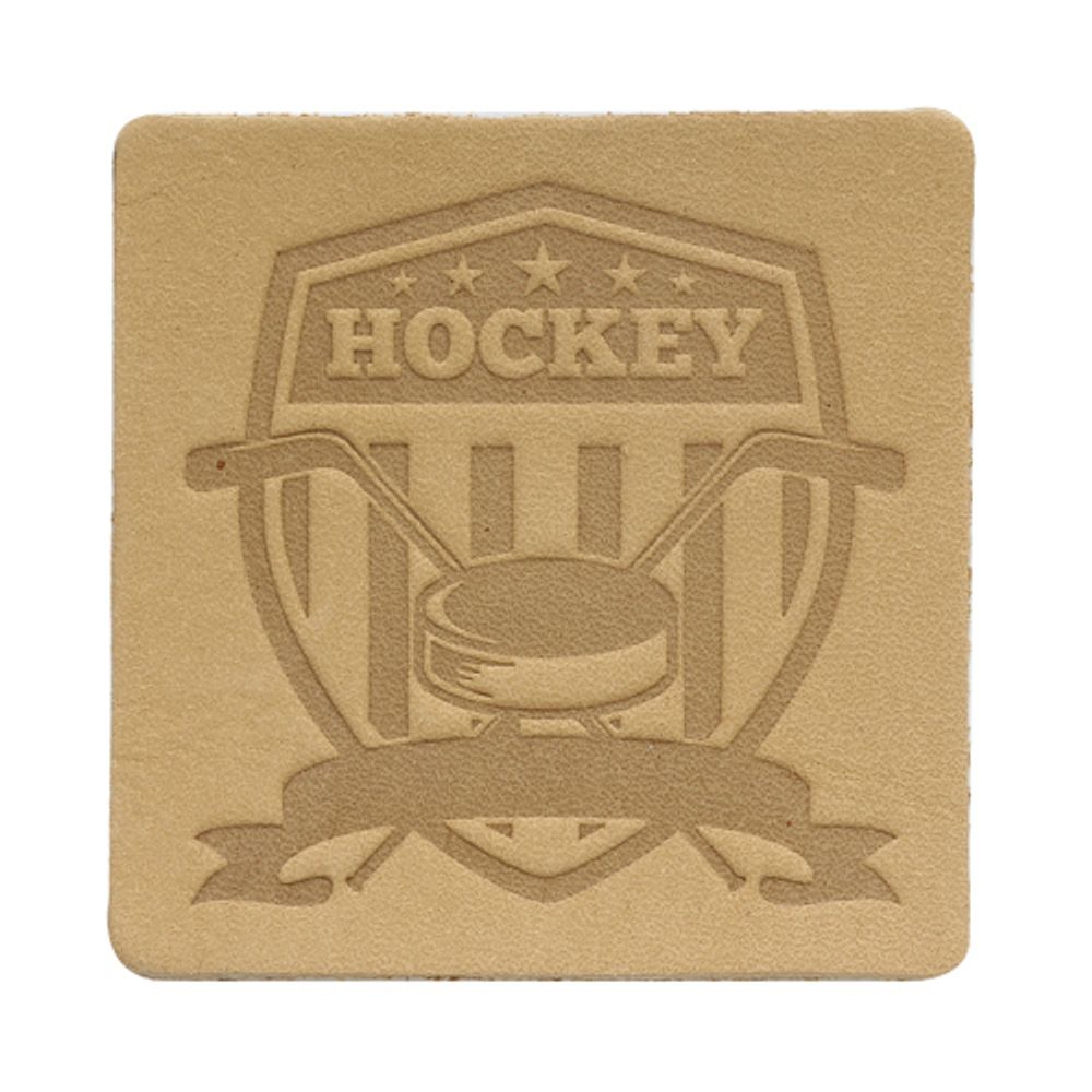 Термоаппликация из кожи Хоккей 5х5см, 100% кожа, 41 бежевый
