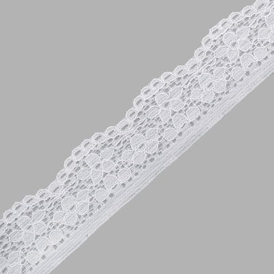 Кружево эластичное (стрейч) 25 мм / 50 метров, отбеленный, К009.025