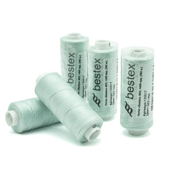Нитки швейные бытовые Bestex 40/2, 365 м (400 ярд) / 10 кат., 083 ледяная мята