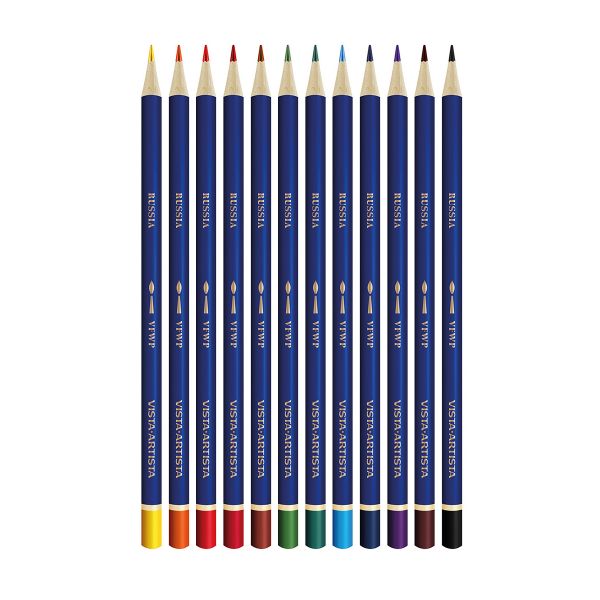 Карандаш акварельный набор заточенный 8х12 цв, Vista-Artista Fine VFWP-12