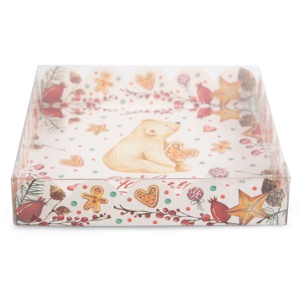 Коробка с прозрачной крышкой 15х15х3 см, Белый мишка, S-Chief CBC-004