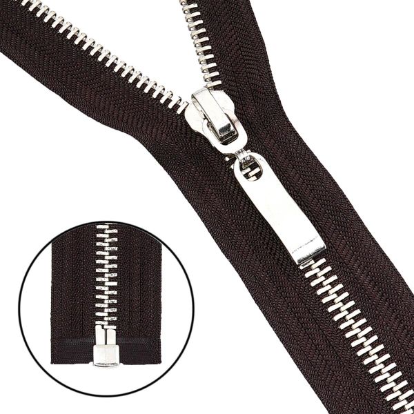 Молния металл Т8 (8 мм) 1 зам., разъем., 50 см, никель, 868 т.коричневый, 5 шт, 15550-2