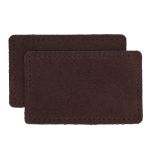 Заплатки пришивные из замши, прямоугольник 6х9,6см с перфорацией, 2 шт, 100% кожа, 21 темно-коричневый, 59113