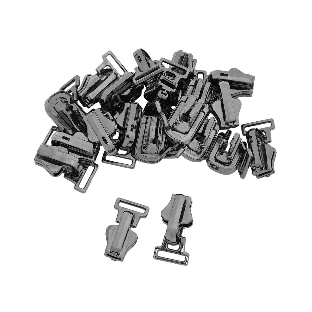 Слайдер (замок) для молнии трактор Т5 (5 мм), 26х14 мм, двухсторонний/перекидной, черный никель, 20 шт, ГЛТ9507