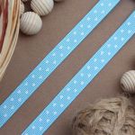 Лента репсовая (в рубчик) Сердечки мелкие, 10 мм, 3м, голубой