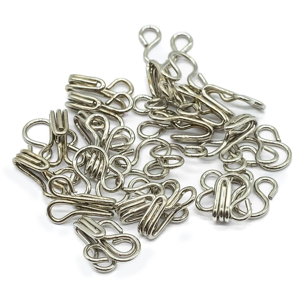 Крючки пришивные 10 мм, никель, упак. 14 компл, Hobby&Pro, 5 упак