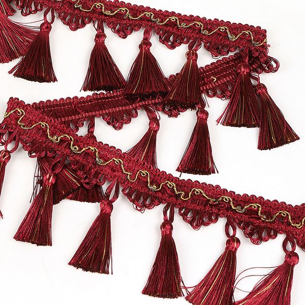 Бахрома отделочная широкая 100.0 мм / 10 метров, с кистями, 6152-0327, цв.6393 красный