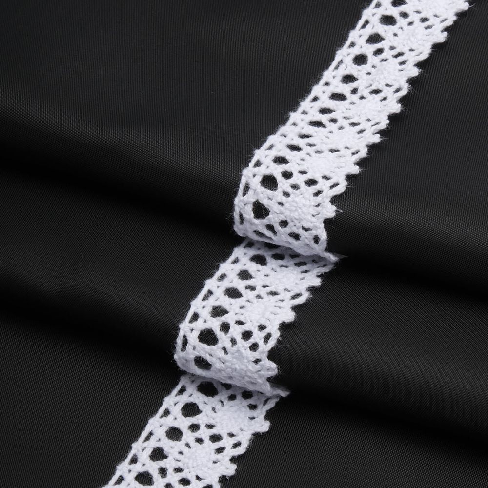 Кружево вязаное (тесьма) хлопковое 22 мм / 25 метров, одностор. (01 белый)