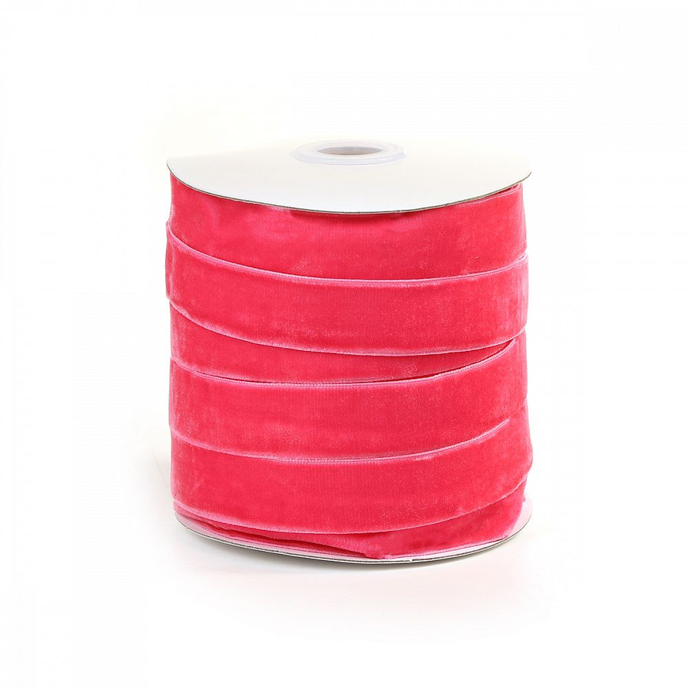 Лента бархатная (тесьма) 20.0 мм / 22.86±1 метров, арт.20VR27 нейлон цв.яр.розовый