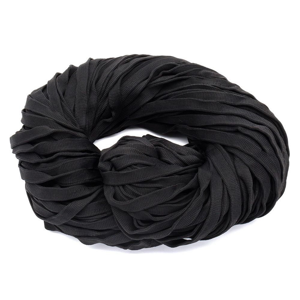 Шнур отделочный трикотажный плоский ⌀10.0 мм / 70 метров, черный