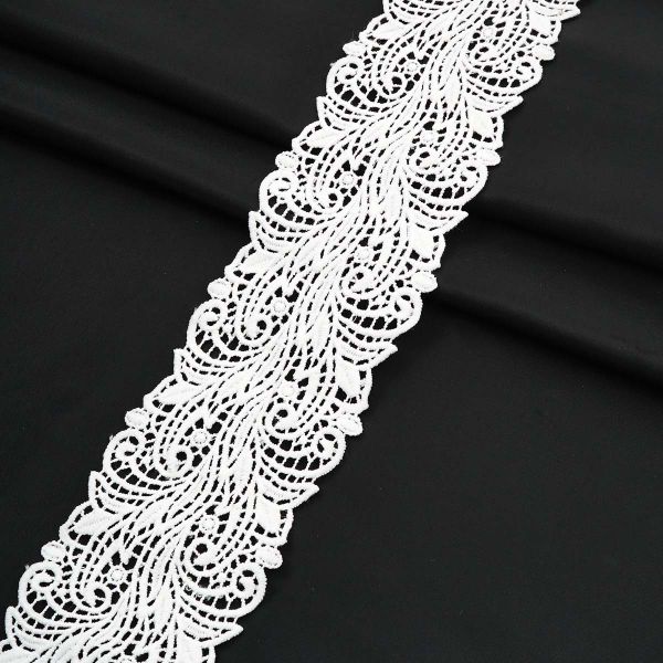 Кружево вязаное (тесьма) 65 мм / 9.14 метров, белый, 1413