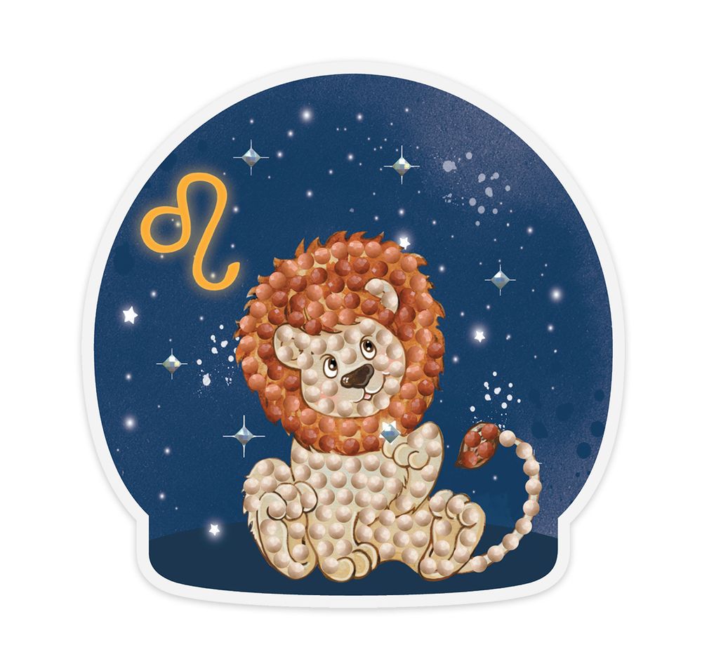 Алмазная (кристальная) мозаика Фрея, магнит Знаки зодиака. Лев, 9х9 см