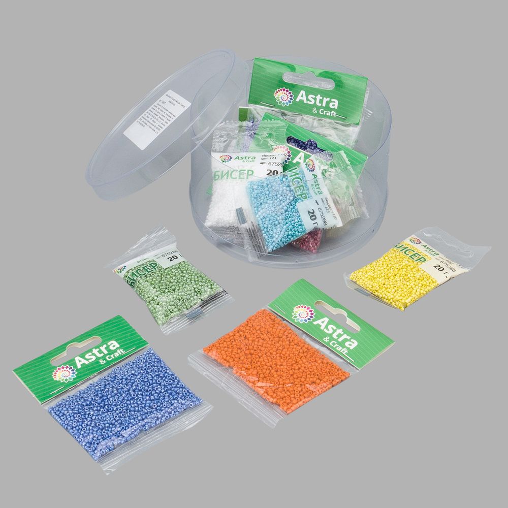 Набор бисера 11/0 ассорти №6 в тубе, 10 цветов, Astra&Craft