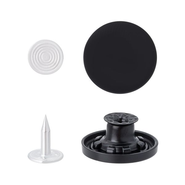 Пуговицы джинсовые ⌀18 мм, гладкие, черный матовый, ГРБ2222, 15 шт