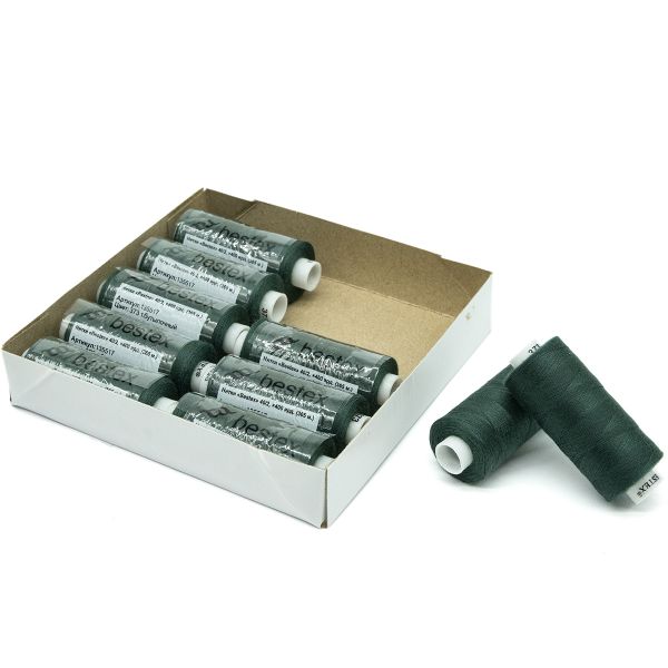 Нитки швейные бытовые Bestex 40/2, 365 м (400 ярд) / 10 кат., 373 зеленый мох