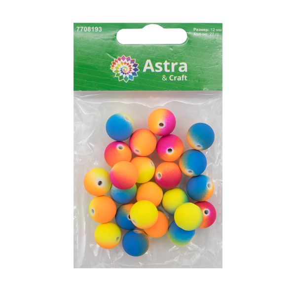 Бусины пластик ⌀12 мм, бархатные 2012, микс, 27 шт