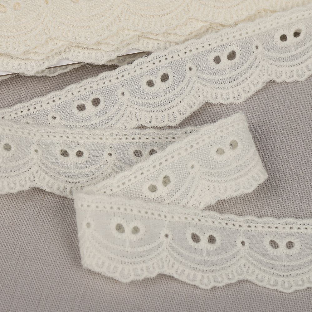 Кружево шитьё хлопок.9772 25 мм, цв.F102 молочный, уп.13.71м, Kruzhevo