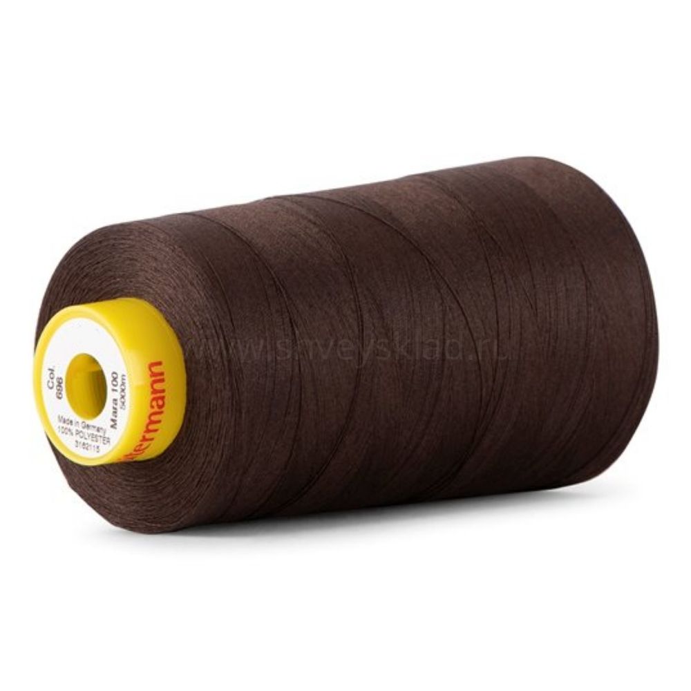 Нитка особо тонкая Gutermann Mara №150 (150/2), 5000 м, 713961, цв. 696 темный шоколад, 1 катушка