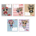 Тетрадь ученическая школьная, выборочные блестки, A5+ 12 л. на скобе, белизна 100%, 25 шт, линия, 000361 Совушки, Светоч 12ТСКд5_5_3_2