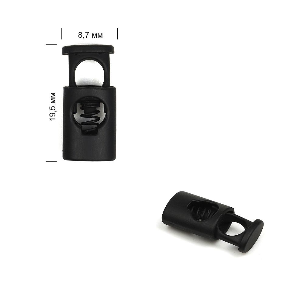 Фиксатор (стопор) для шнура металл 1 отв., 22х9.8 мм, (in ⌀4 мм), OR.0305-5338, цв.черная резина, уп. 100 шт