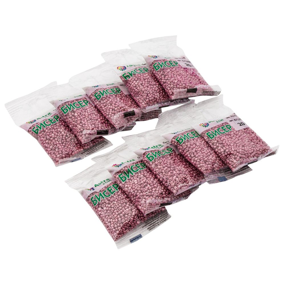 Бисер Astra&Craft 11/0 (2.1 мм), 200 г (10х20 г), цв. 923-О пудрово-розовый /непрозрачный, матовый