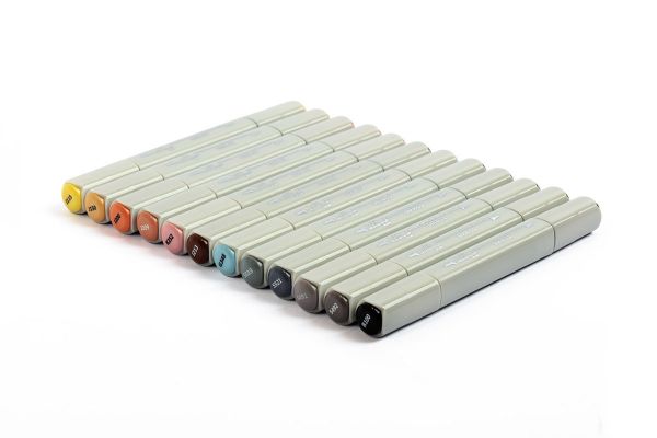 Набор маркеров на спиртовой основе 0.7 - 7 мм, 12 цв. перо круглое/скошенное, 02 -Архитектура (Готика), Vista-Artista SMA-12