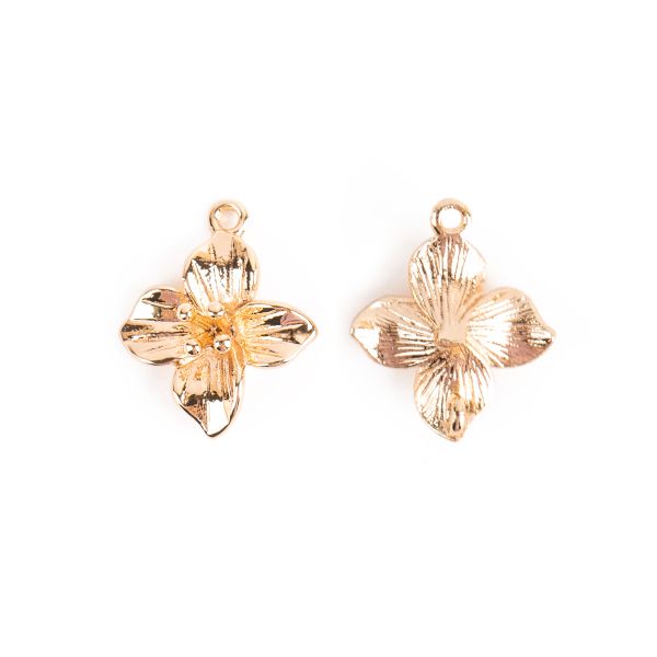 Подвеска для бижутерии цветок 12х10 мм, 10 шт (5х2 шт), 02 под золото, Zlatka FMK-P06