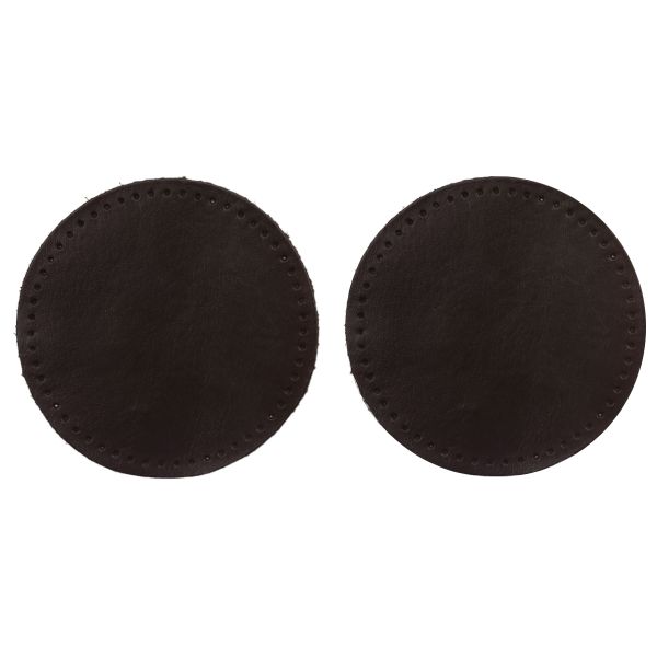 Заплатки пришивные из кожи, круг ⌀8см с перфорацией, 2 шт, 100% кожа, 03 темно-коричневый, 9121