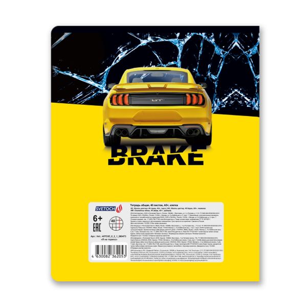 Тетрадь ученическая общая, A5+ 40 л. на скобе 65 г/м², белизна 100%, 10 шт, клетка в термоусадочной пленке, 000473 Я не тормоз, Светоч 40ТСК5_0_2_1