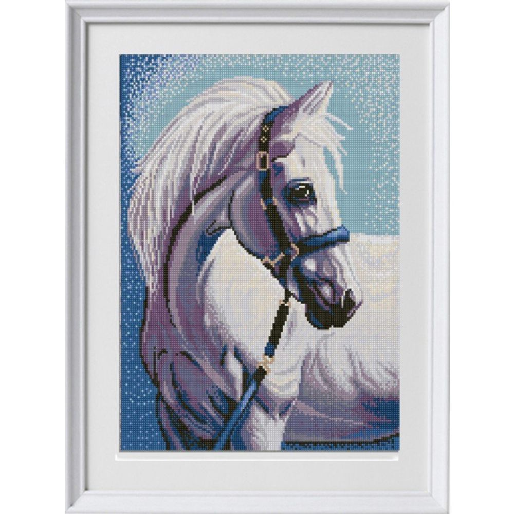 Рисунок для вышивания бисером Конек, 1304 Белая лошадь 29х39 см