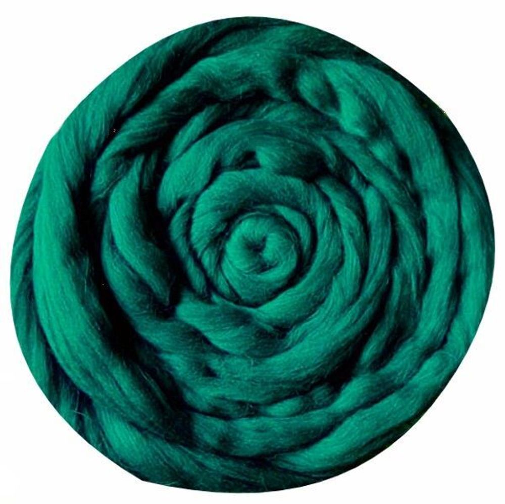 Шерсть для валяния Троицкая Гребенная лента (100% полутонкая шерсть) 100г цв.0573 т.изумруд