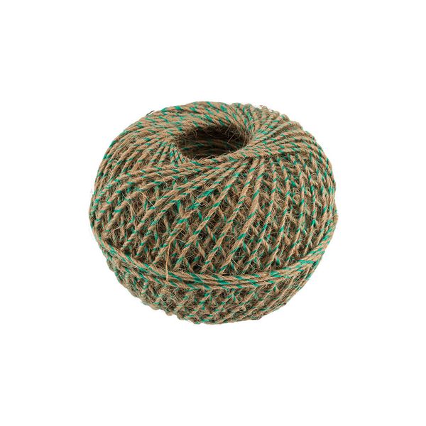 Шпагат джутовый ⌀1.5 мм, 100 м, с зеленой ниткой, суровый/зеленый, Gamma ШДЗН