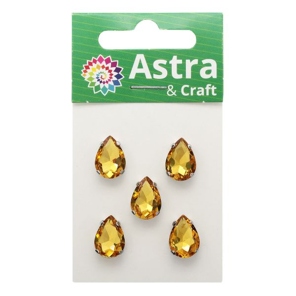 Хрустальные стразы в цапах формы капля, желтый 10х14 мм, 5 шт., АЦ004НН1014