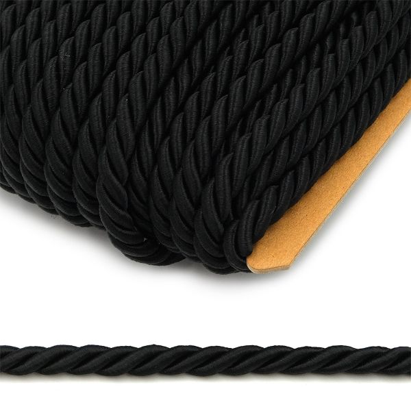 Шнур витой ⌀9.0 мм / 25 метров, вискоза, 103/30 черный