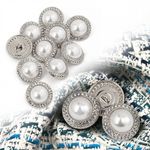 Пуговицы металлические на ножке 28L-18 мм, С-MP15 цв.серебро/перламутр, 10 шт
