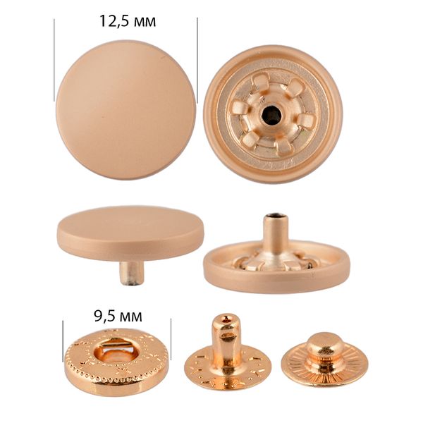 Кнопка Альфа (S-образная) ⌀12.5 мм, ≈100 шт, (внутренние ⌀9.5 мм) цв.золото матовое, TBY