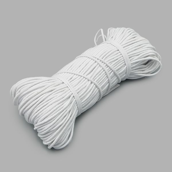 Резинка шляпная (шнур эластичный) ⌀1.5 мм / 50 метров, белый