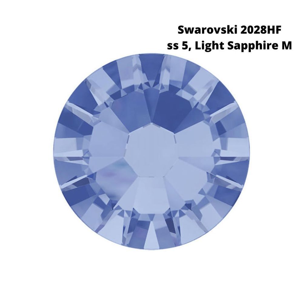 Стразы Swarovski клеевые плоские 2028HF, ss 5 (1.8 мм), Light Sapphire M, 144 шт