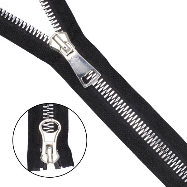 Молния трактор Т10 (10 мм) 2 зам., разъем., 100 см, декор. звено, ник / черн, 5 шт