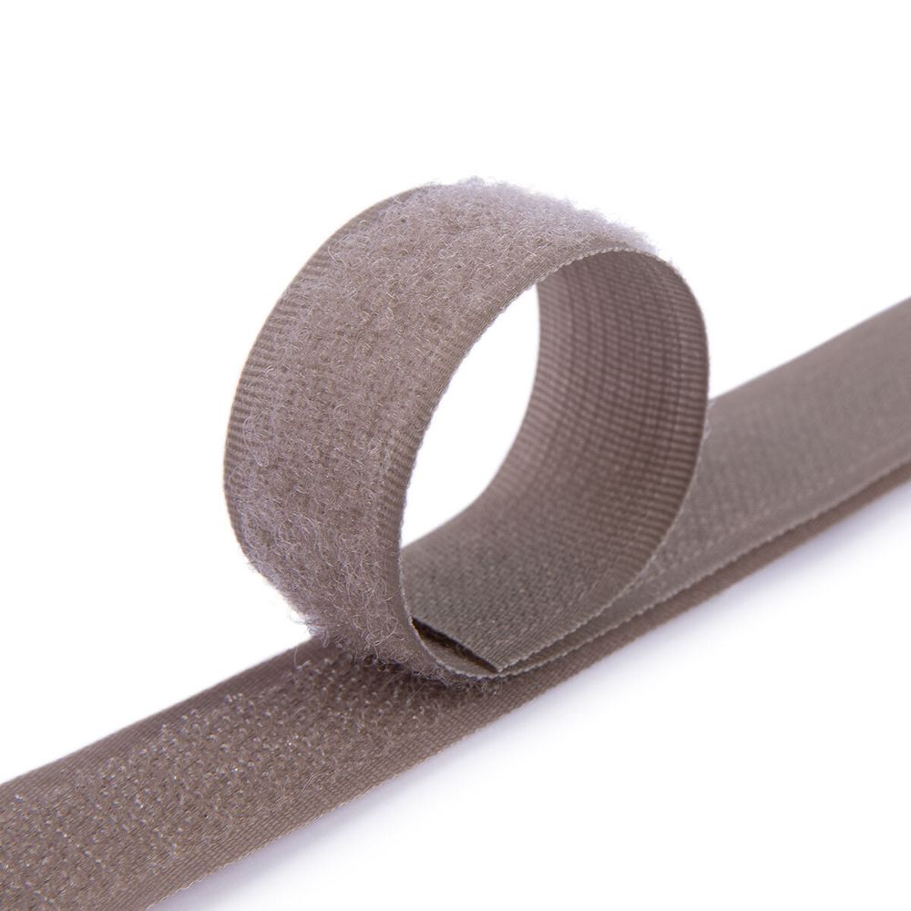 Лента контактная липучка (велкро) пришивная 25 мм / 25 метров, 049 серый, Gamma LG-25, ПАРА (крючок+петля), качество "B"