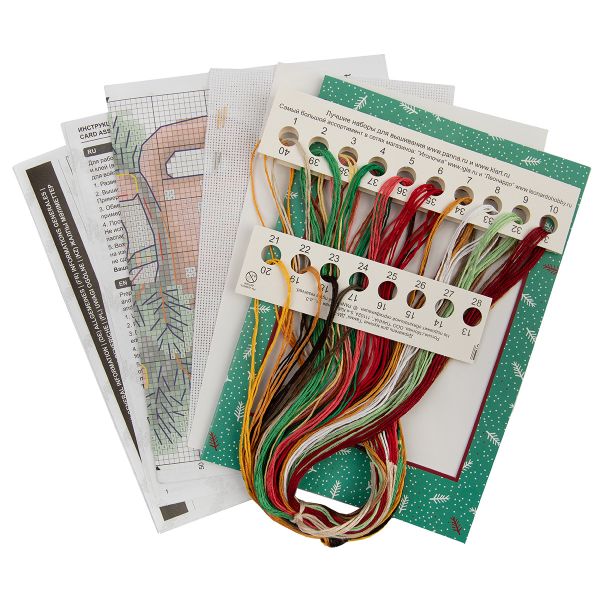 Набор для вышивания нитками Panna, открытка Новогодняя кружка, 9.5х11.5 см