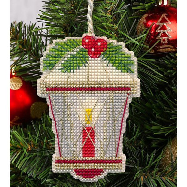 Набор для вышивания нитками Овен, Ёлочная игрушка. Фонарик 6,2х8,9см