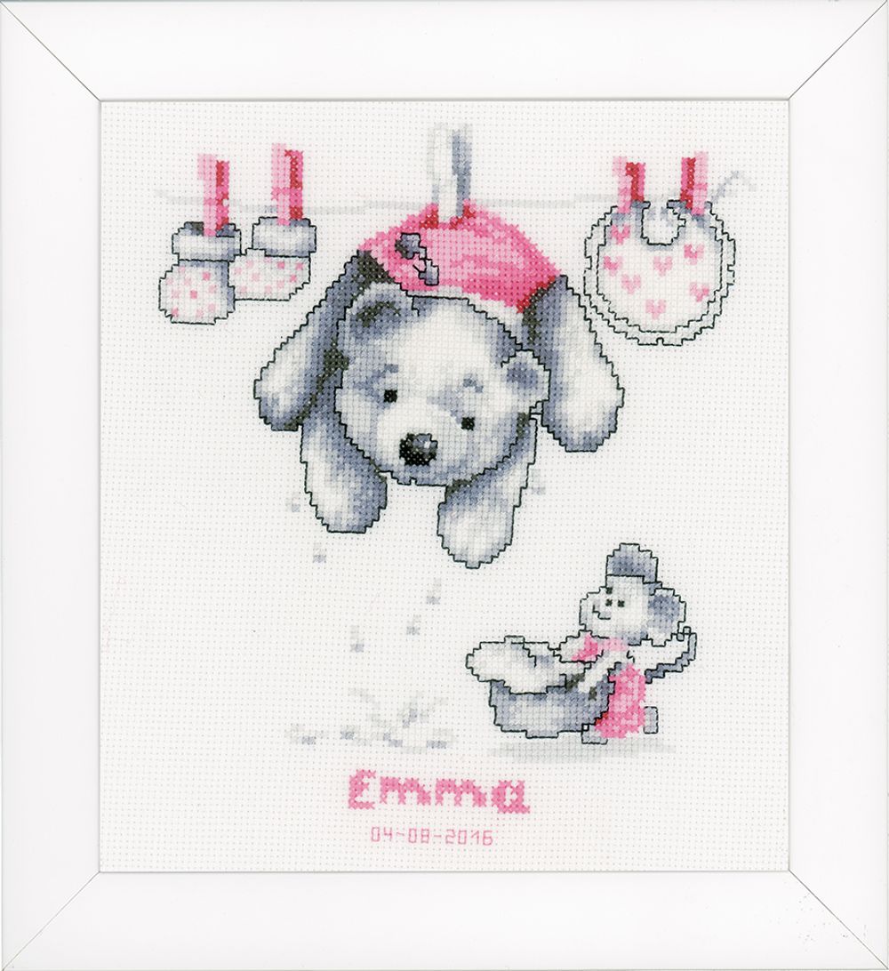 Набор для вышивания нитками Vervaco, С рождением сыночек и дочка